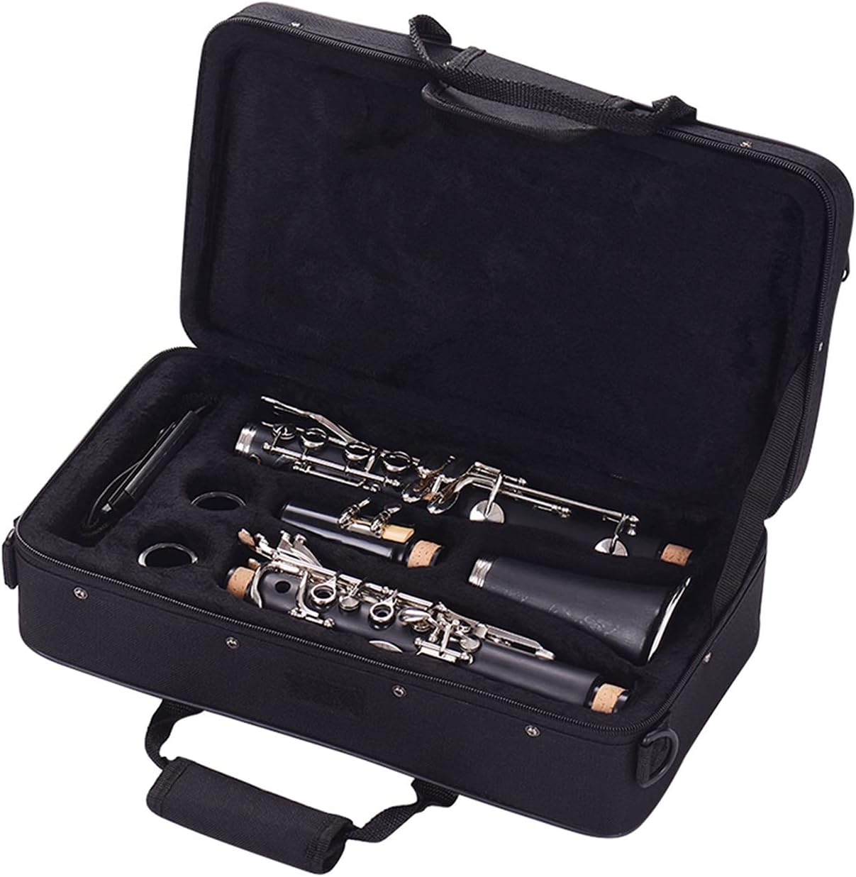 Standard Clarinet ABS 17-Key Clarinet Bb Flat with Carry Case Gloves Cleaning Cloth Reed Case Reeds Woodwind Instrument Beginner Clarinet (Color : Black)