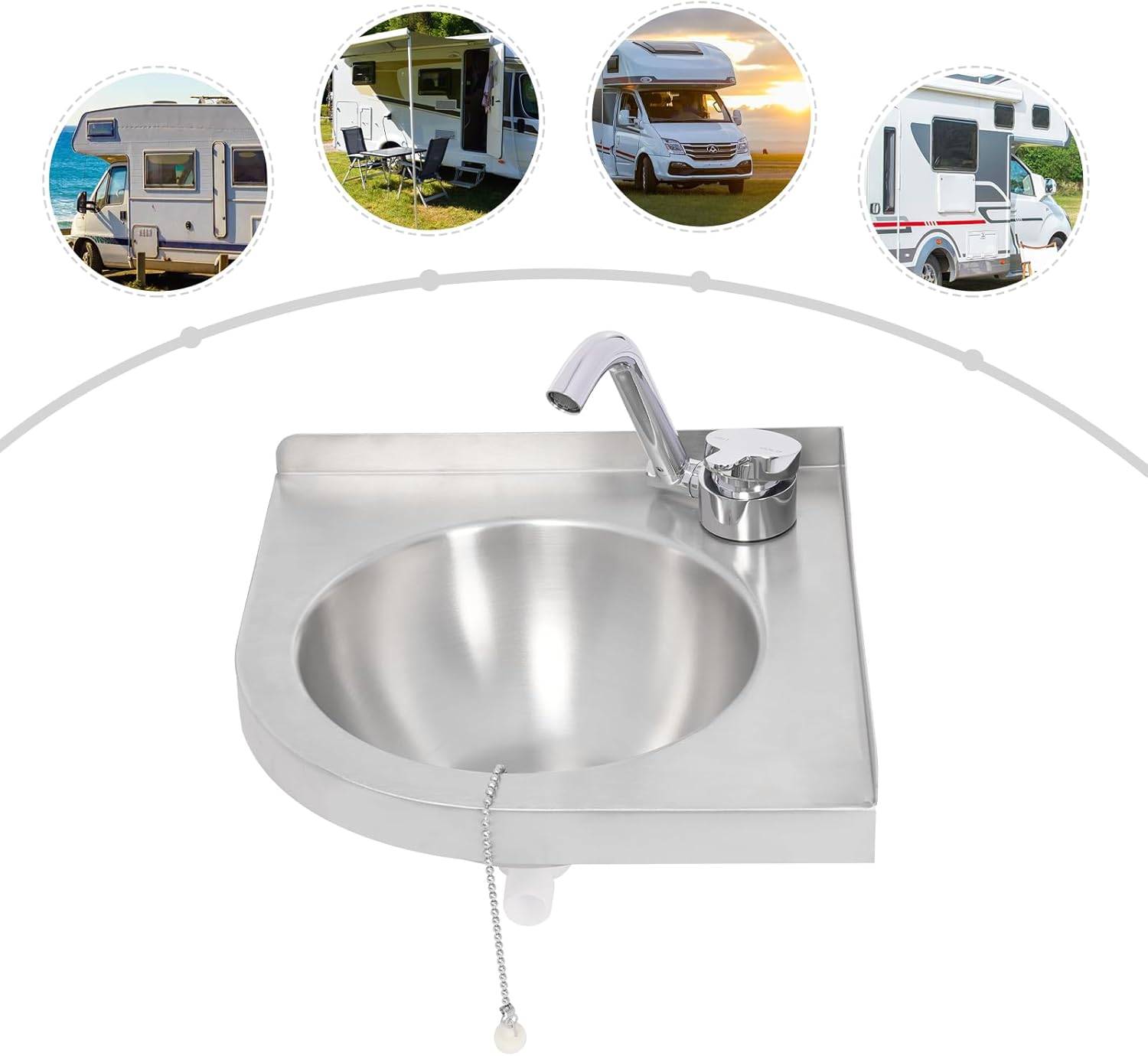 Triangular Stainless Steel Sink,Bathroom Sink Wall Mount Corner Small Sink,Corner Sink Mini Vanity Space Kitchen Sink Basin for Kitchen Bathroom Lavatory, Single Bowl Sink (with Faucet GR-S088)