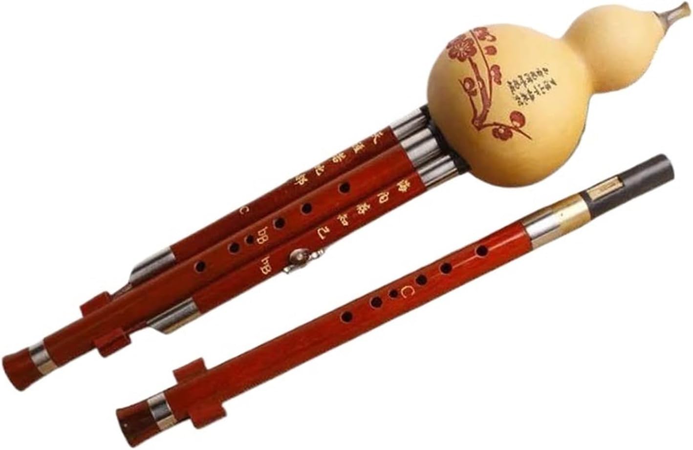 Hulusi flute, Professional Chinese Handmade Rosewood Hulusi Flute Double Tone C/Bb Gourd Flauta With Case