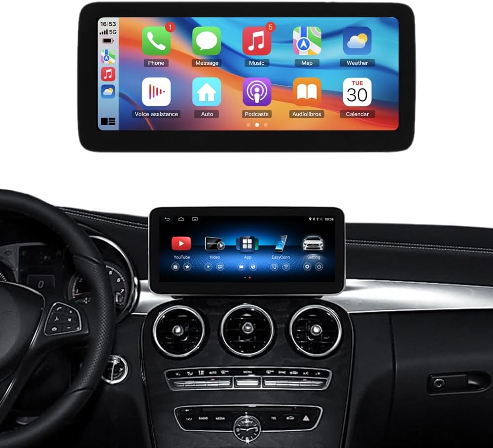 10.25 Inch Android 13 Touchscreen Car Radio Car Stereo for Mercedes Benz C GLC Class W205 X156 2015-2018 Year with NTG5.0, Support Wireless Carplay, Android Auto, Camera, Mirrorlink