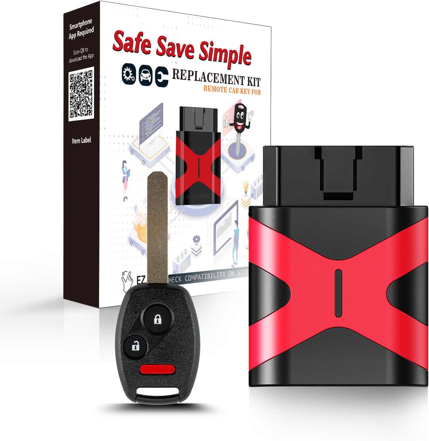 Simple Key Remote Pairing Kit , Replacement for Honda CRV 2007-2021 Key fob Programmer, Fit Head Key and Keyless Entry Smart Key (2007-2013 MLBHLIK-1T)