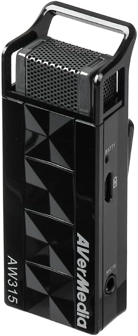 AVerMedia Wireless lavalier Microphone with Noise and Speaker Buzz Reduction AW315S, TAA/NDAA Compliant