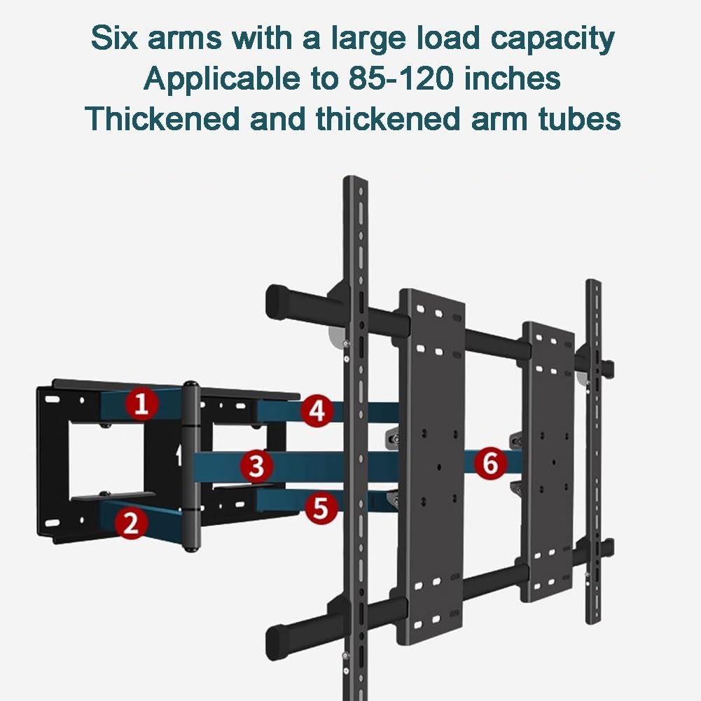 Full Motion TV Wall Mount for 70-120 Inch, TV Wall Mount LED Flat Panel Screens Bracket, Bedroom Living Room Office Adjustable Bracket, Extension Range 6.5-66cm
