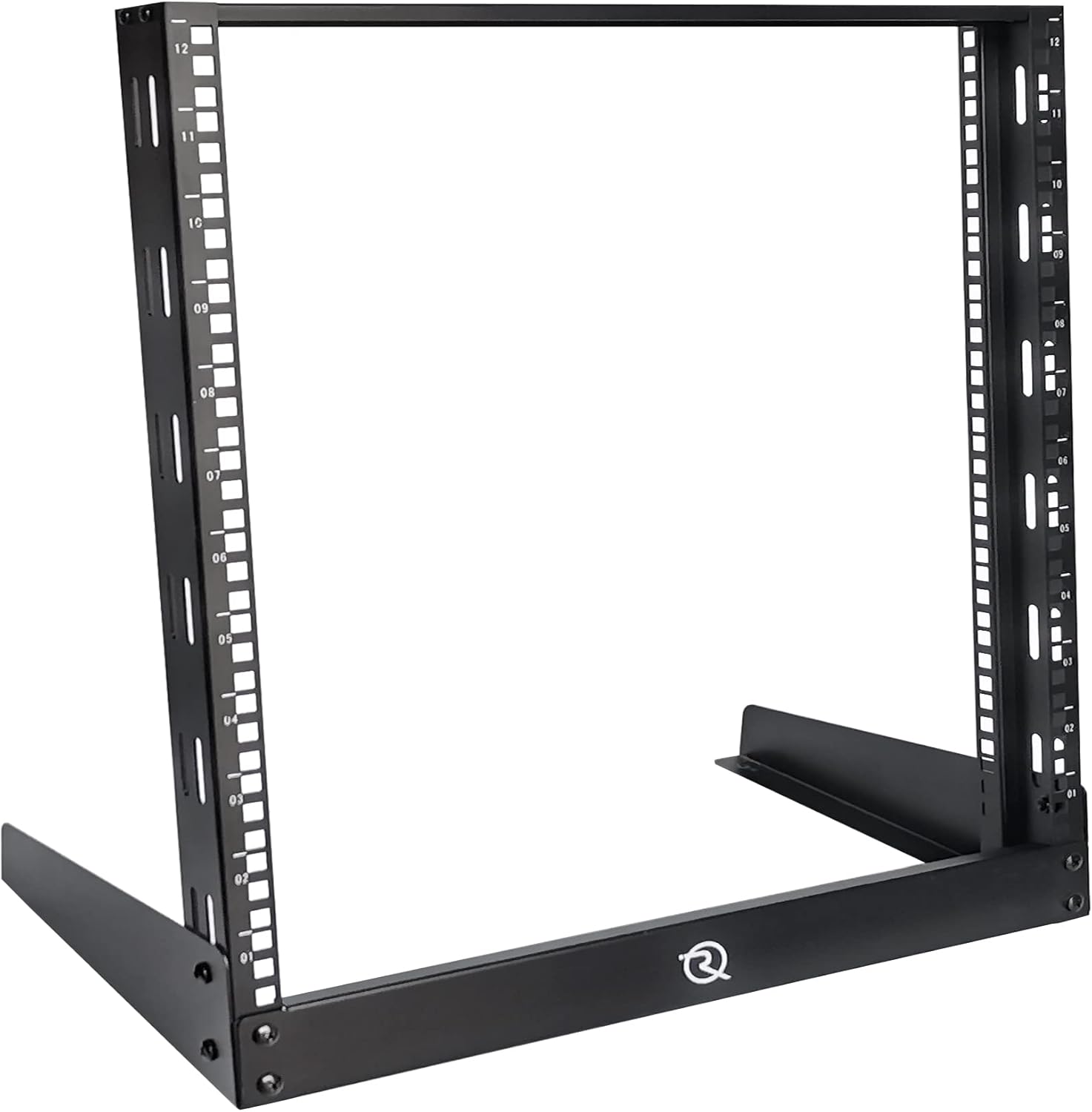 RIVECO 12U Desktop Rack for Audio & Network Devices 19 Inch 2 Post Open Frame Shelf with Reinforced Beam, Tabletop Racks for IT Server Sound AV Music Recording Equipment & 10