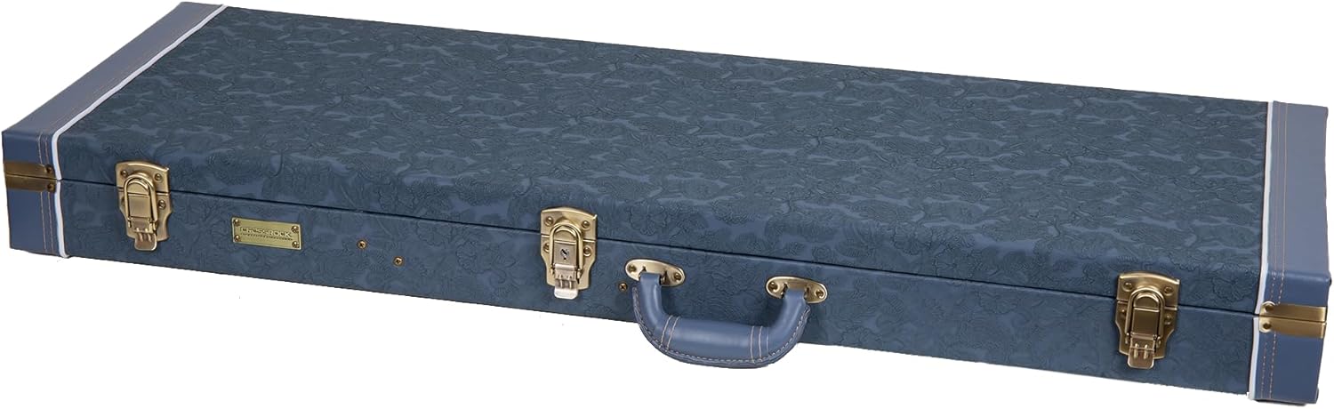 Crossrock Relief Series Electric Guitar Case for Strat & Tele | Carved Smoke Blue Finish, Monochrome Blue Velvet Interior, Lock (CRW630ESB)
