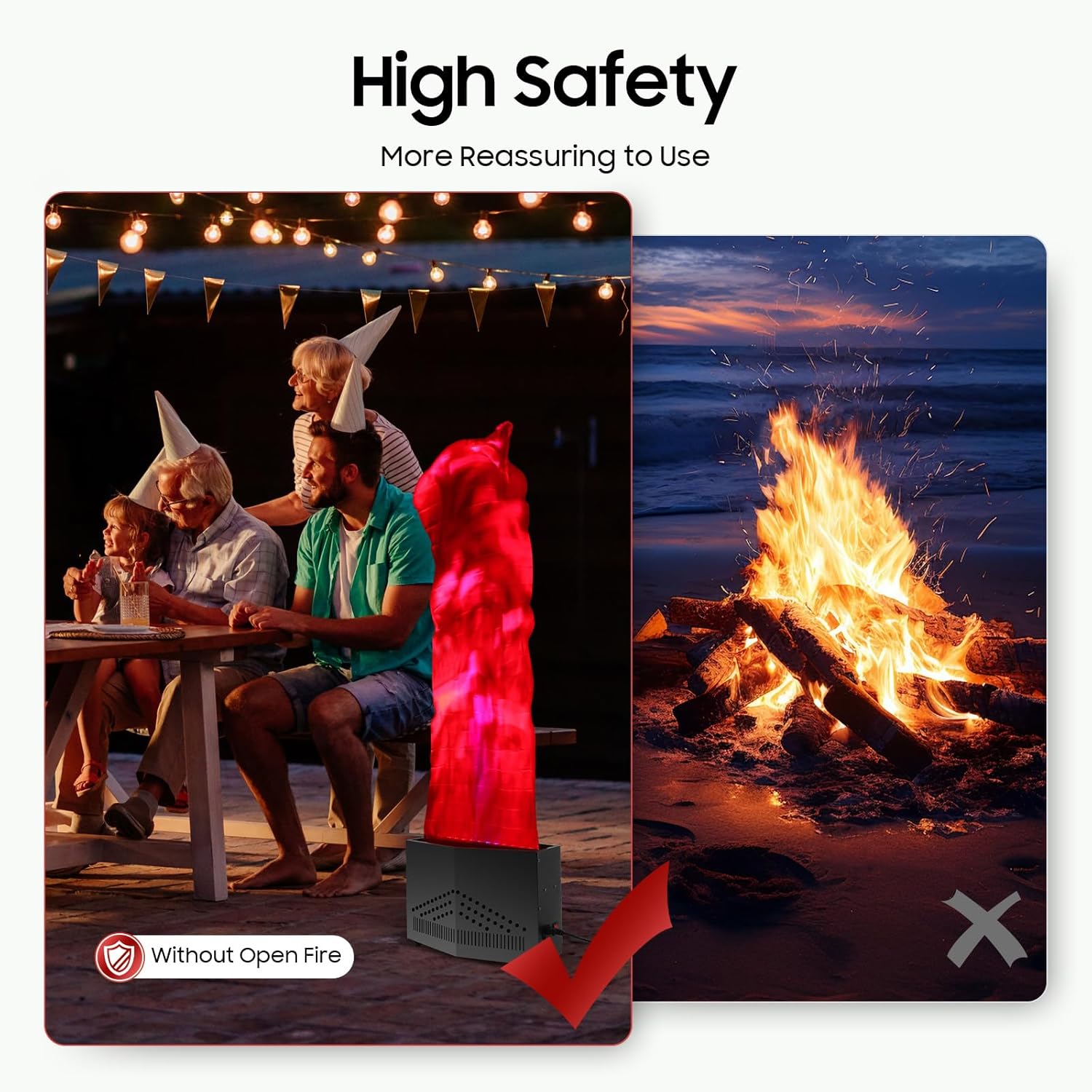 Fake Fire Flame 36 LED Red + Blue, Fake Fire Halloween Fire Lamp Stage Lights with Red Cloth, Artificial Fire Flames Fake Flame Light Stage Show Fire Machine Stage Flame for Nightclub