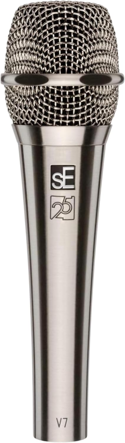 sE Electronics V7 Dynamic Microphone for Singing, Speech & Studio Recording - XLR Handheld Professional Microphone with Supercardioid Aluminum Voice Coil for Huge Gain Before Feedback - Brushed Nickel
