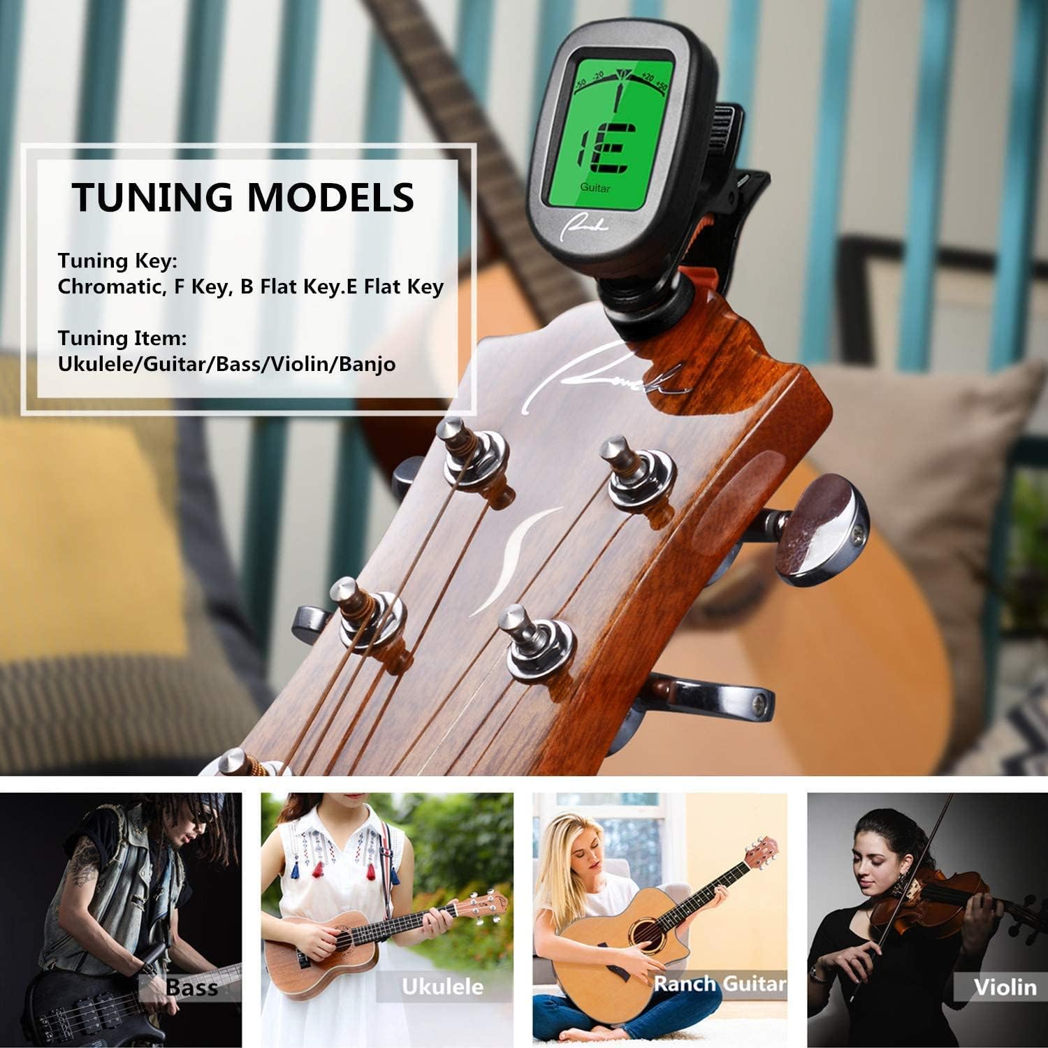 Ranch Left Handed Concert Ukulele 23 inch Professional Wooden Ukelele Instrument with Padded Gig Bag - Clip On Tuner for Acoustic Electric Guitar Ukulele Violin Bass Banjo Chromatic - Classical Black