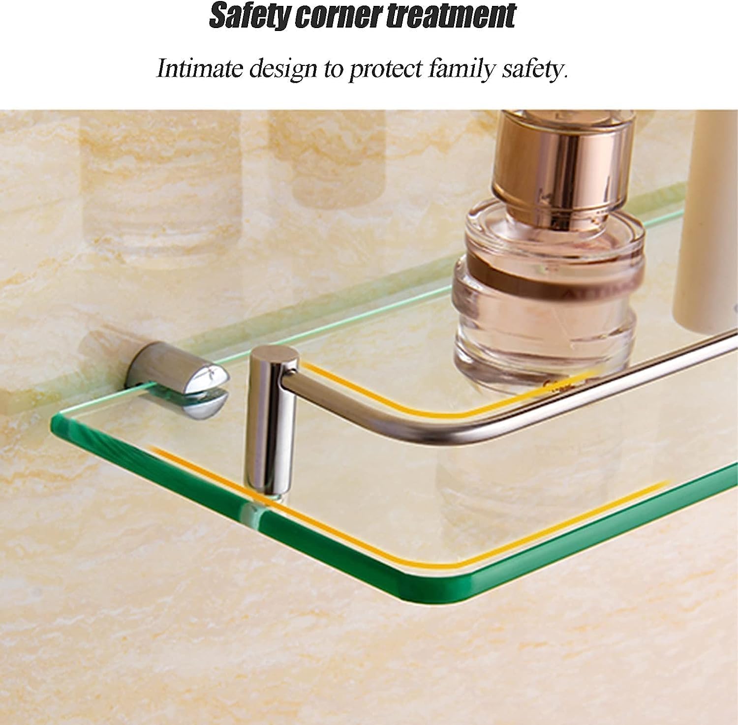 Xzeit Shower Shelves,Corner Shower Caddy, Wall Mount Stainless Steel Tempered Glass Rack, Shower Caddy ShelfShampoo Holder Organizer, Silver (Size : 60cm/23.6in) (Size : 60 (Size : 60cm/23.6in)