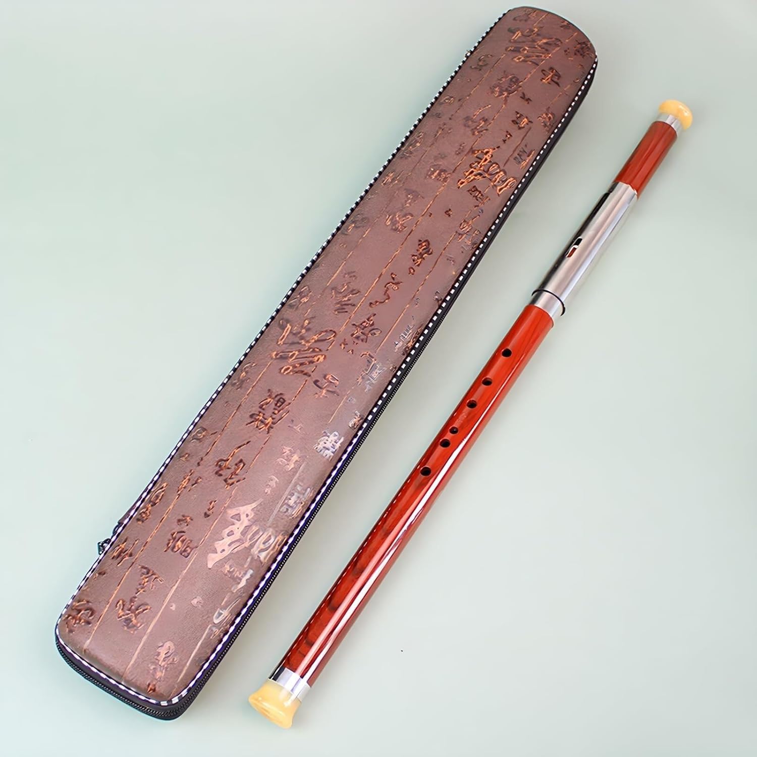 Dizi Flute Chinese Hand-Carved Bamboo Flute Standing Blowing Bawu Wind Instrument Flute in F Key Bamboo Flute Traditional Instrument(G Key)