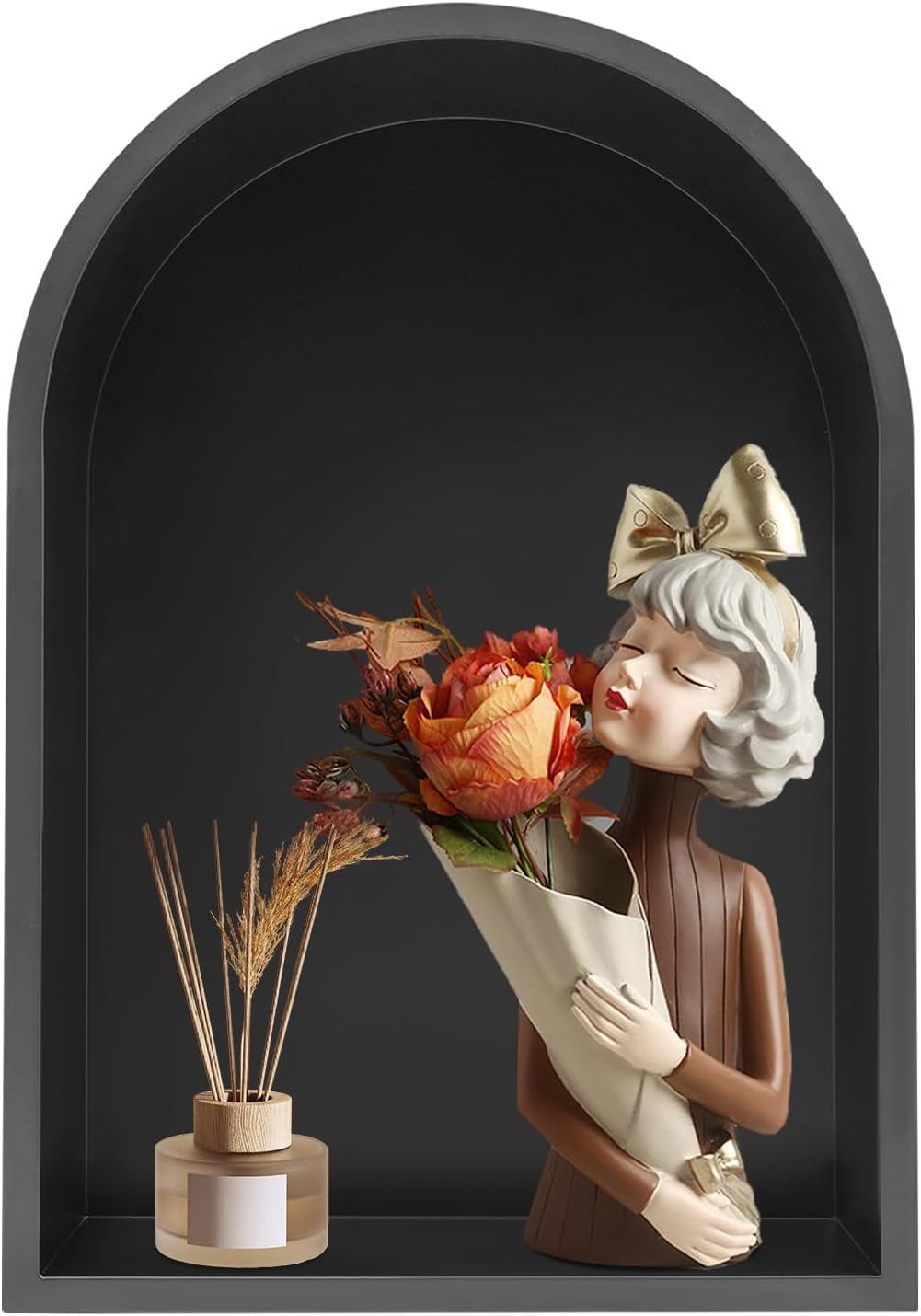 13.11x19.09in Stainless Steel Shower Niche Recessed Storage Shelf, 304 Rust-Resistant Gold Bathroom Kitchen Wall Mount Easy Install Large Capacity (Black)