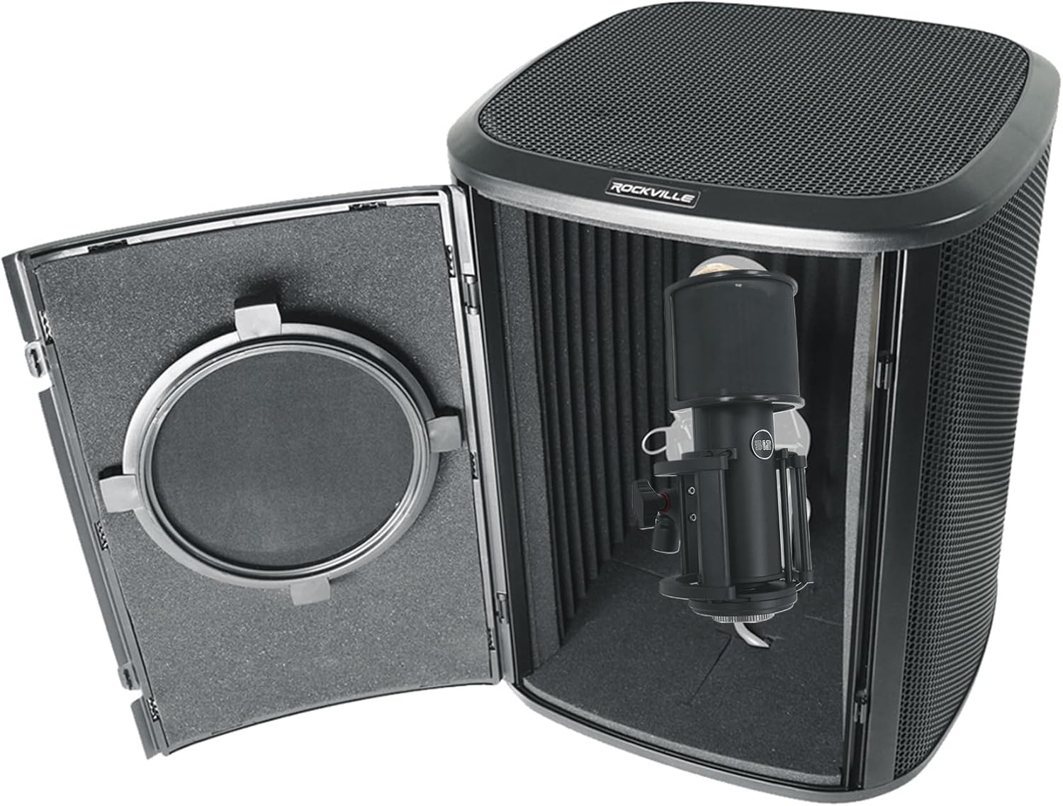 Audiosavings Bundle: Skylight Studio Condenser Recording Microphone+Shockmount Bundle with Rockville ISOBOX Recording Microphone Sound Isolation Box+Mic Stand+Pop Filter (2 Items)