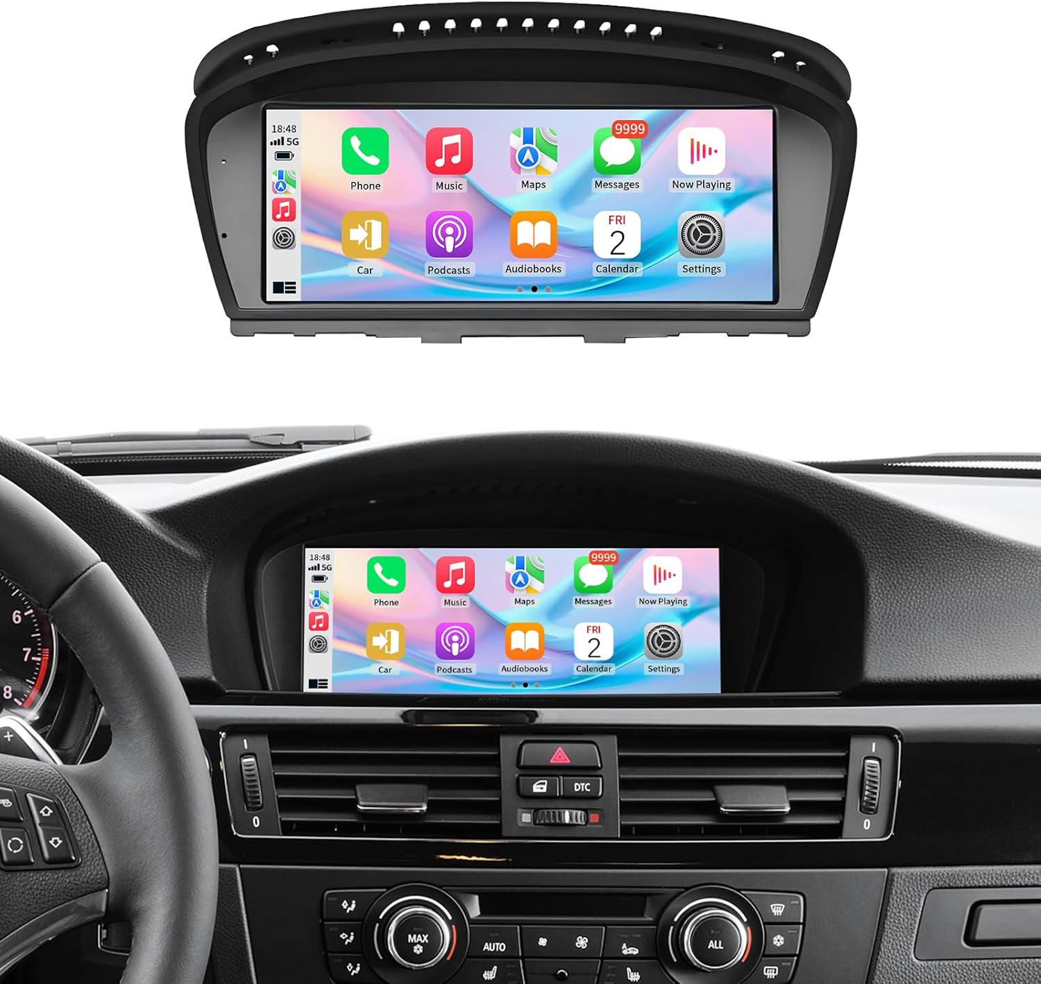 Wireless CarPlay/Android Auto 8.9 Inch Touchscreen for BMW 3 Series E90/E91/E92/E93/ 5 Series E60 E61 M5 (2008-2013) CIC System, Car Radio Receiver, Multimedia, Bluetooth, Car Stereo