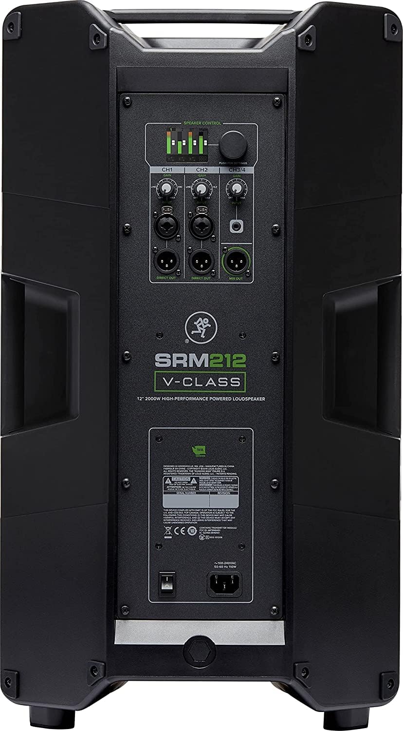 Mackie SRM V-Class Series, 15-Inch 2000W High-Performance Loudspeaker, Powered-Black (SRM210 V-Class) with EMB Speaker Stand, EMB Cable and EMB Wireless Microphone Bundle