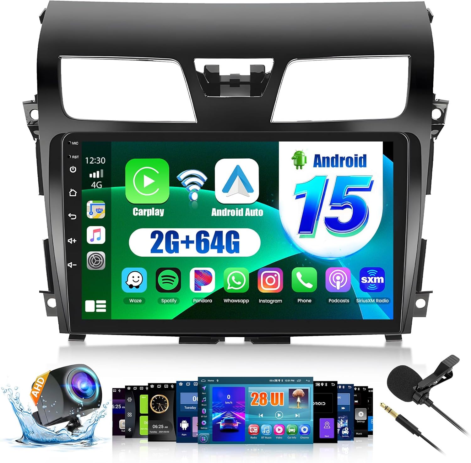 2+64G Android 15 CarPlay Car Stereo Radio for Nissan Altima 2013-2015, 10.1'' HD Touch Screen Compatible with Android Auto, AHD Backup Camera, Mirror Link, GPS, WiFi, FM RDS