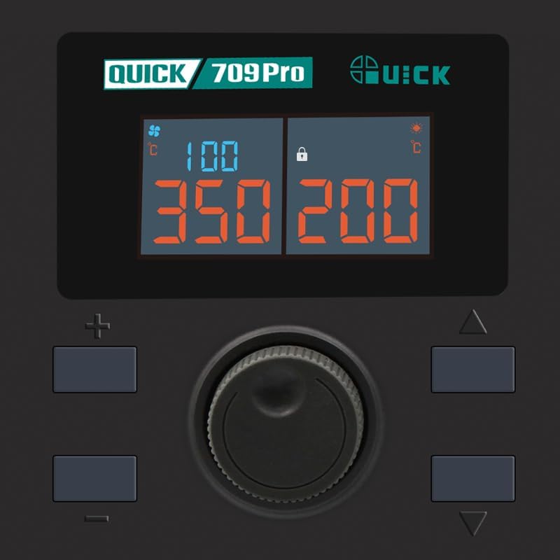 1350W Hot Air Rework & Soldering Iron Station Quick 709Pro 2-IN-1 50L High Flow Brushless Turbo Fan for Cellphone/Laptop Repair, Production line,Hobbyists, Labs