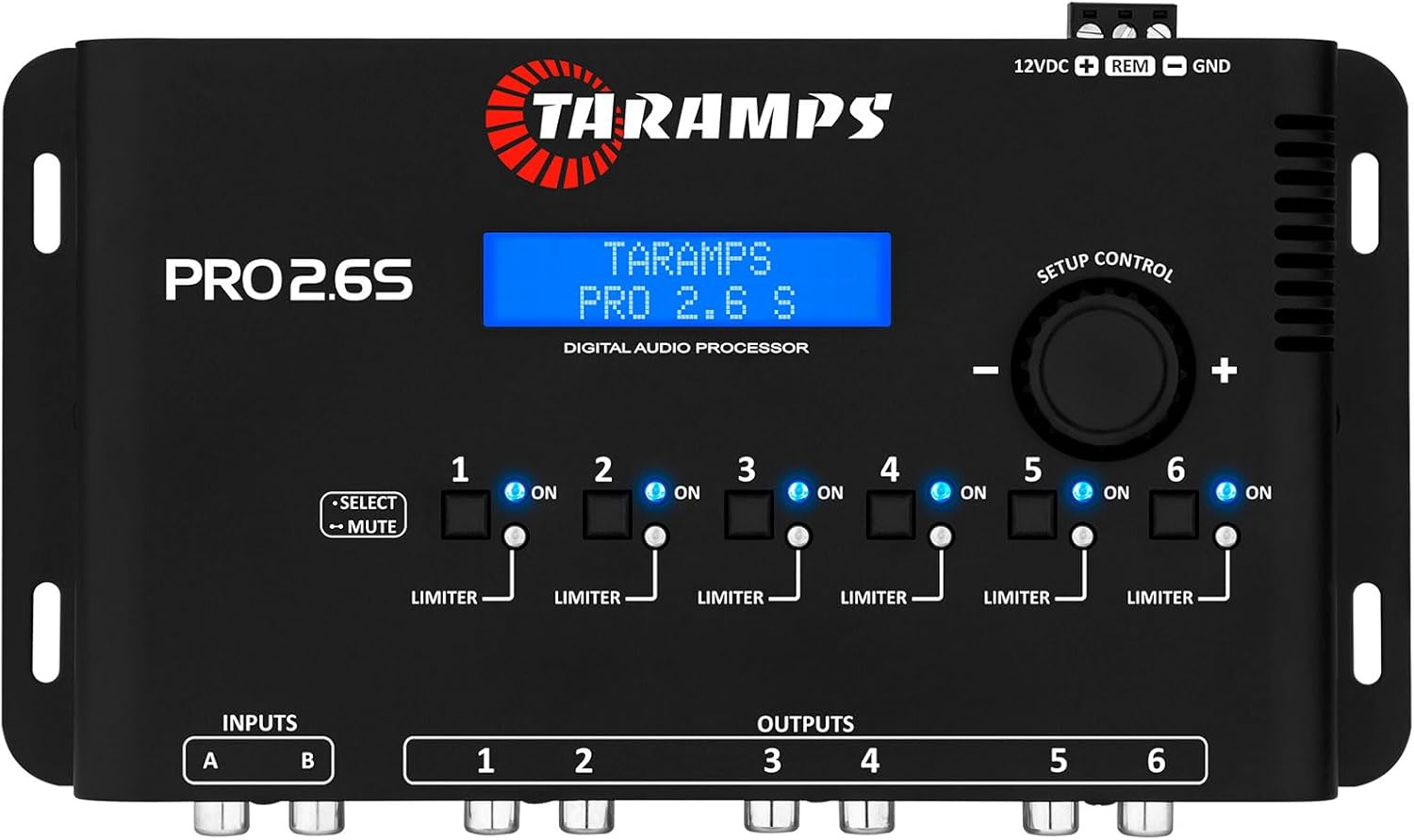 Taramp's Pro 2.6S Digital Signal Processor Equalizer 3-band Graphic Equalization 6 Channels 18K Ohms(RCA) Output Impedance 47 Ohms Limiter Adjustable Car Audio System