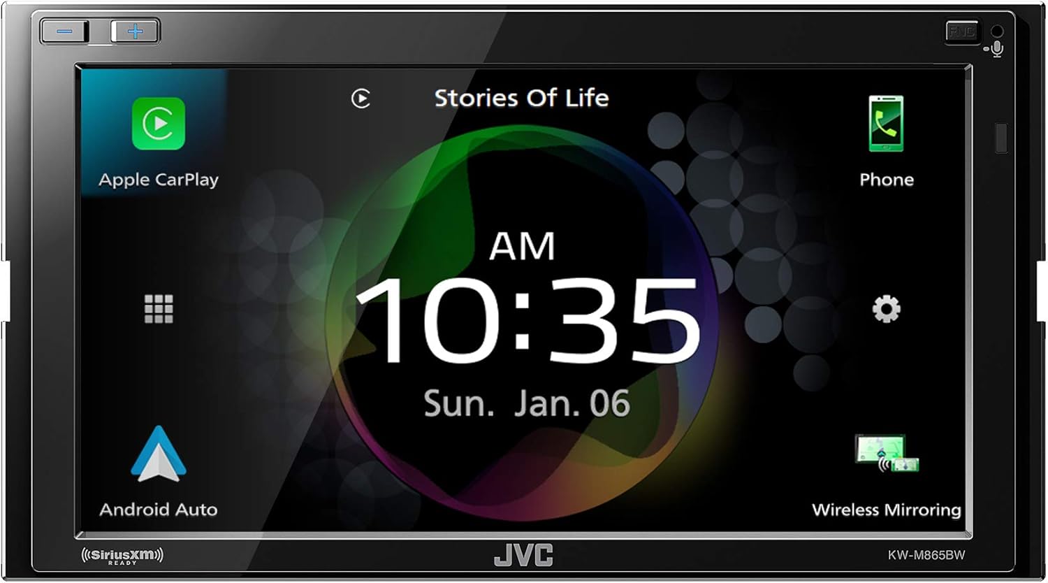 JVC KW-M865BW Built in Wi-Fi for Wireless CarPlay Android Auto, 6.8