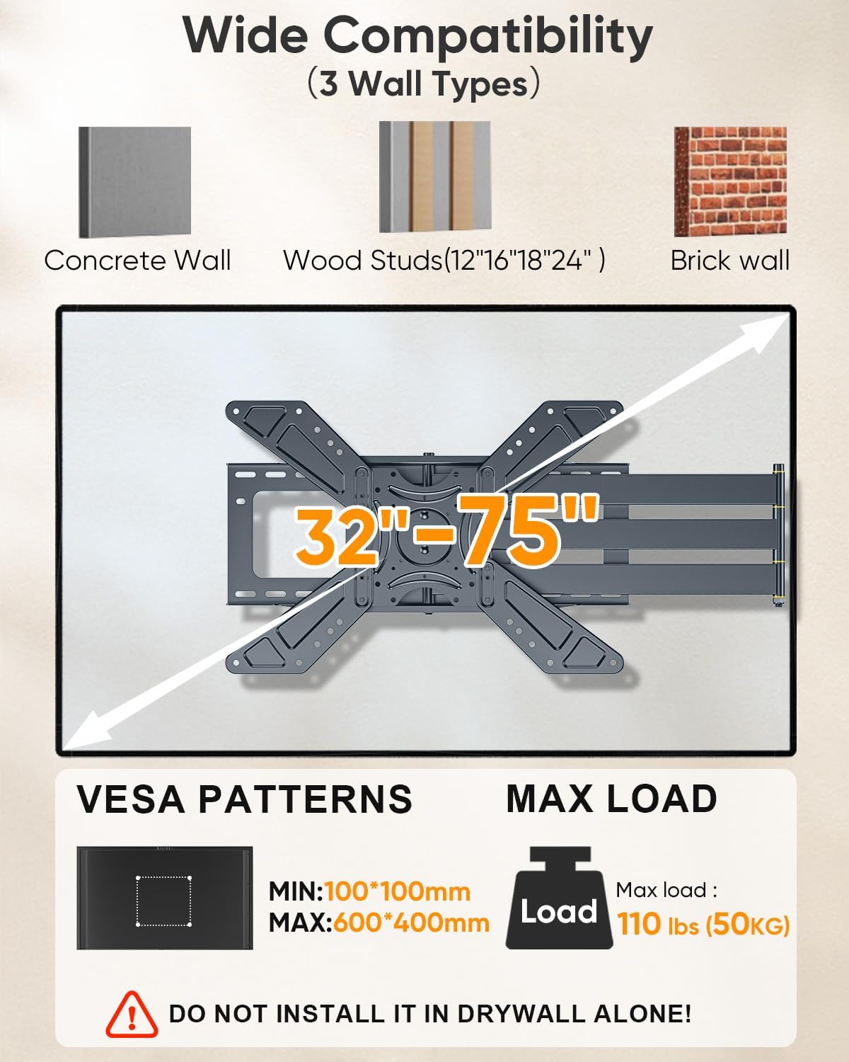 FORGING MOUNT Long Arm TV Wall Mount with 48.03