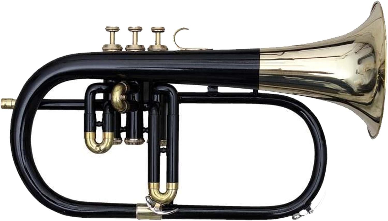 Flugel Horn Pitch Three Valve Key Bb Free Hard Case Mouthpiece (Black)