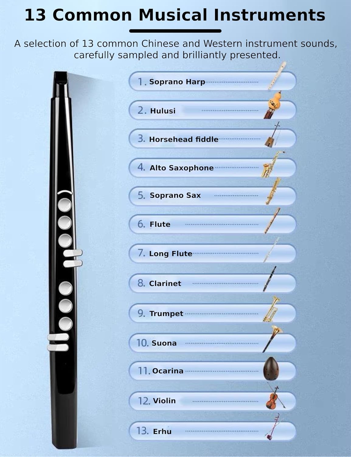 Electronic Saxophone - 13 Types of Instrumens Universal Wind Instrument, Portable Electric Blowpipe with Rise & Fall Button for Perfessional Practice