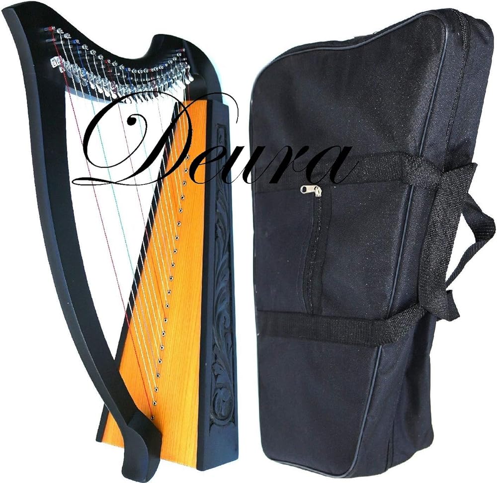 22 STRINGS LEVERS BLACK HARP + BAG Irish Celtic Lap Folk MA-1030BK