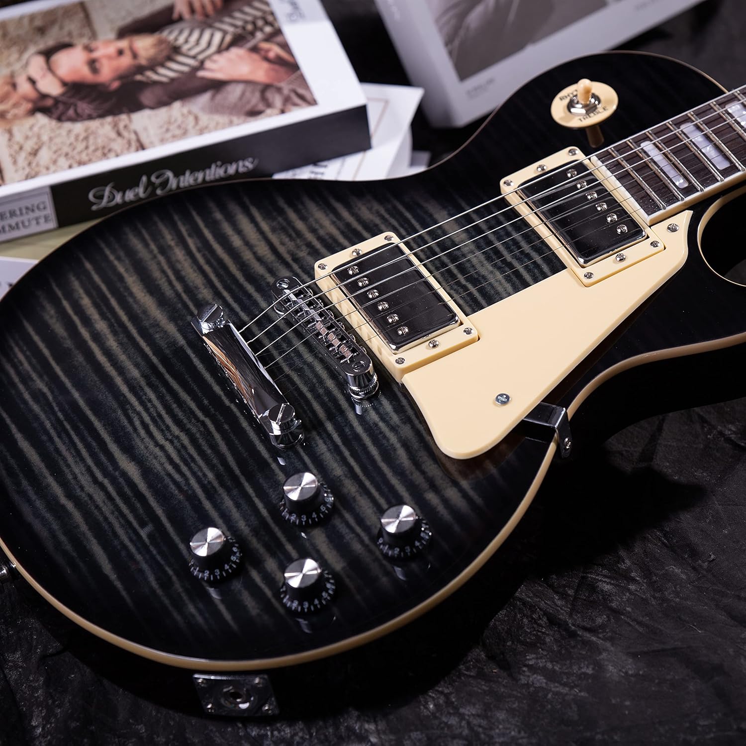 Grote Electric Guitar Solid Body LPYS-006 Maple Neck, Stainless Steel Frets, Ideal for All Levels, with Gigbag(Black)