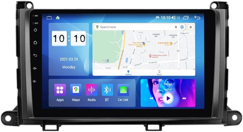 Android Car Stereo for Toyota Sienna 2009-2014,9 inch IPS Touchscreen with Upgrade Wireless CarPlay & Android Auto,WiFi/GPS,Support SWC and Subwoofer,4-Core 1+32G
