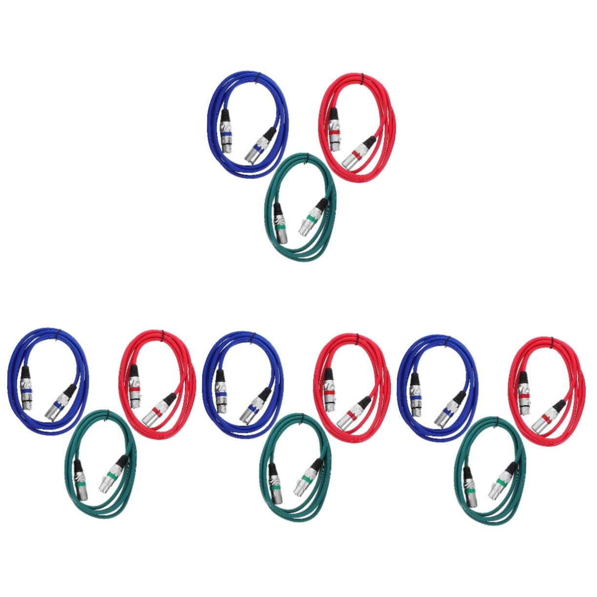 ERINGOGO 12pcs XLR Male to Female Microphone Cable Red and Green Audio Cord for Professional Sound Reproduction and Versatile Use