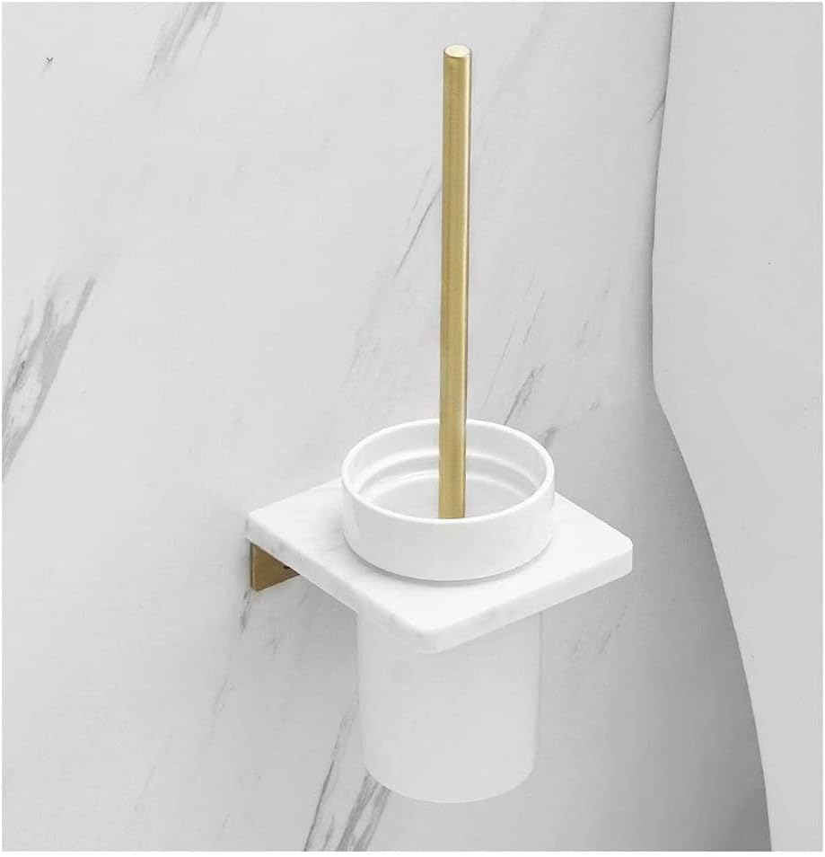 Toilet Brush Marble Toilet Brush and Holder Set, Toilet Brush Bathroom WC Portable Wall Hanging Toilet Cleaning Brush Set Toilet Brush and Holder (Color : Black) (White)