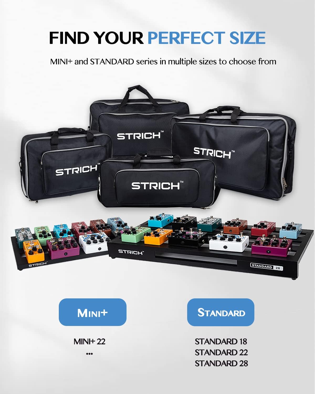 STRICH Guitar Pedal Board Aluminum Alloy 2.65lb Lightweight Effect Pedalboard 22'' x 12.5'' with Carry Bag, STANDARD 22 (Angled)