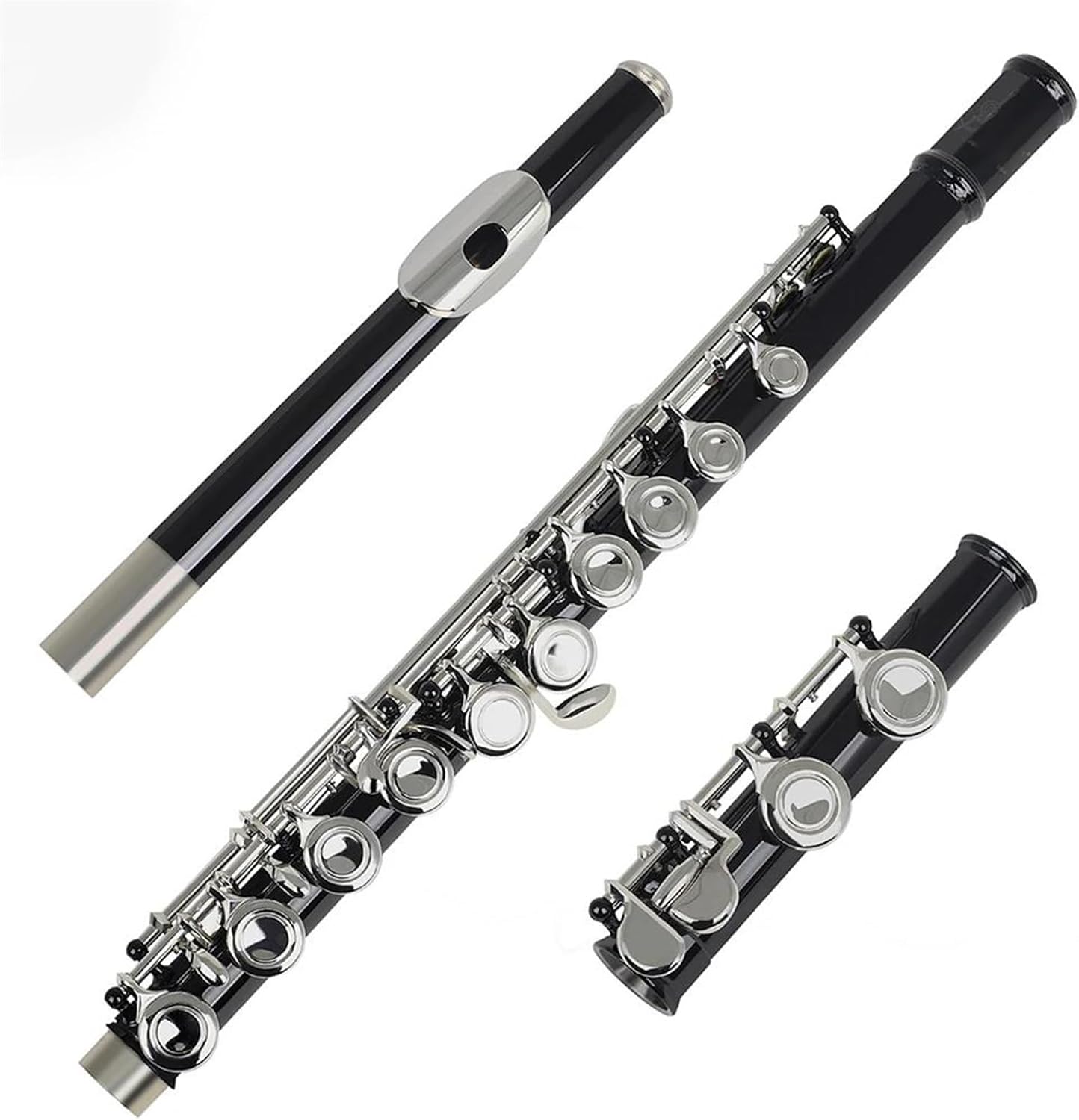 Black 16 Holes Flute Woodwind Instrument Closed Key Add The E Key C Tone Nickel Plated Concert Flute With Music Case