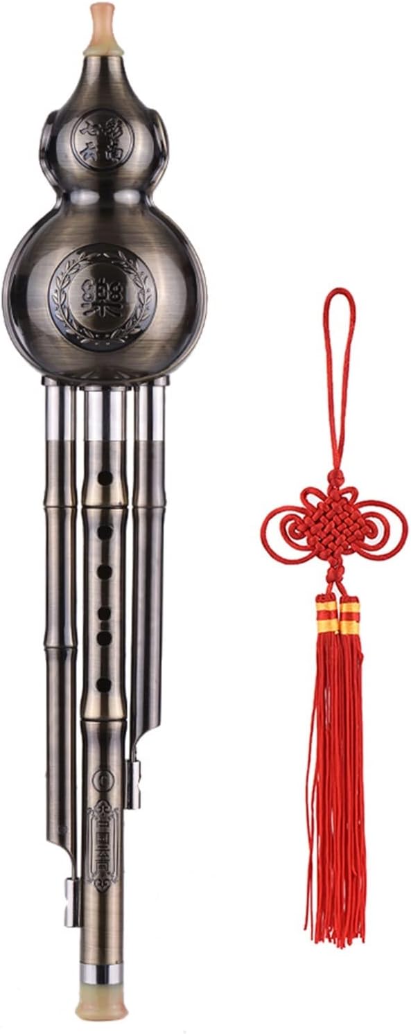 FLFL Hulusi Key of C Hulusi Gourd Cucurbit Flute Wind Instrument Aluminum Material Copper Plated (Color : 01)
