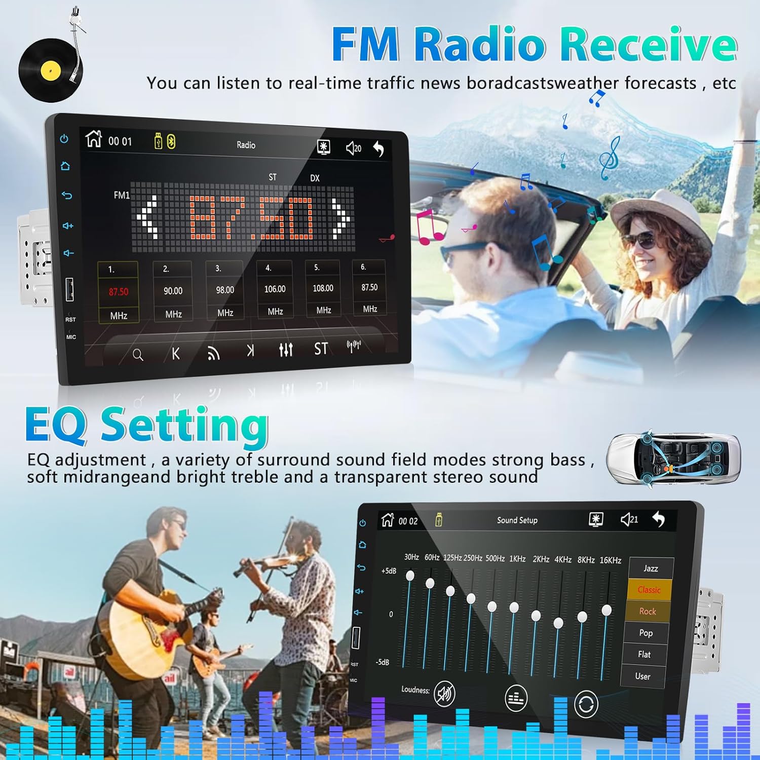 9 Inch Car Stereo Single Din Radio with Wireless Apple Carplay & Android Auto,1 Din Bluetooth Car Audio Recivers Touchscreen with iOS/Android Mirror Link FM Radio/TF/USB/AUX Input+AHD Backup Camera