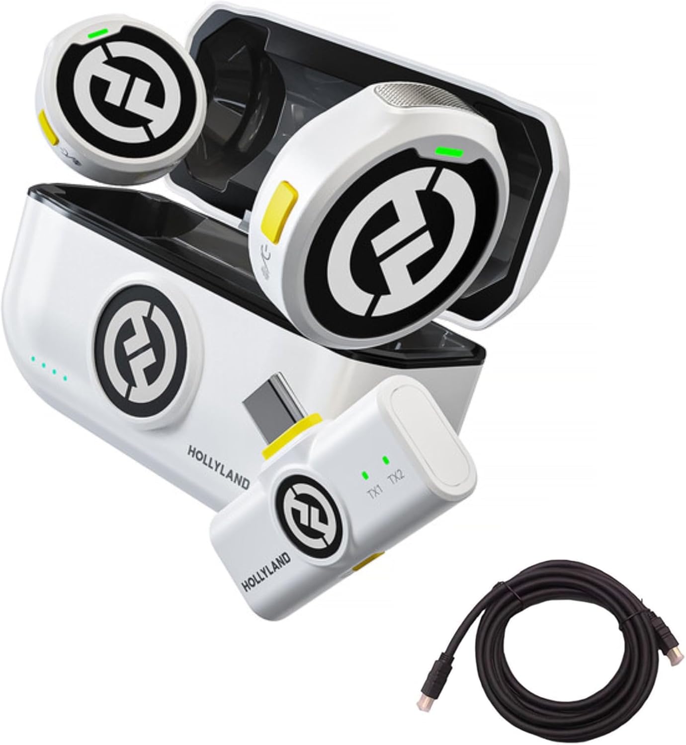 Hollyland Lark M2 with Lightning Plug(White) with HS-101 24K Golded Plated HDMI Cable