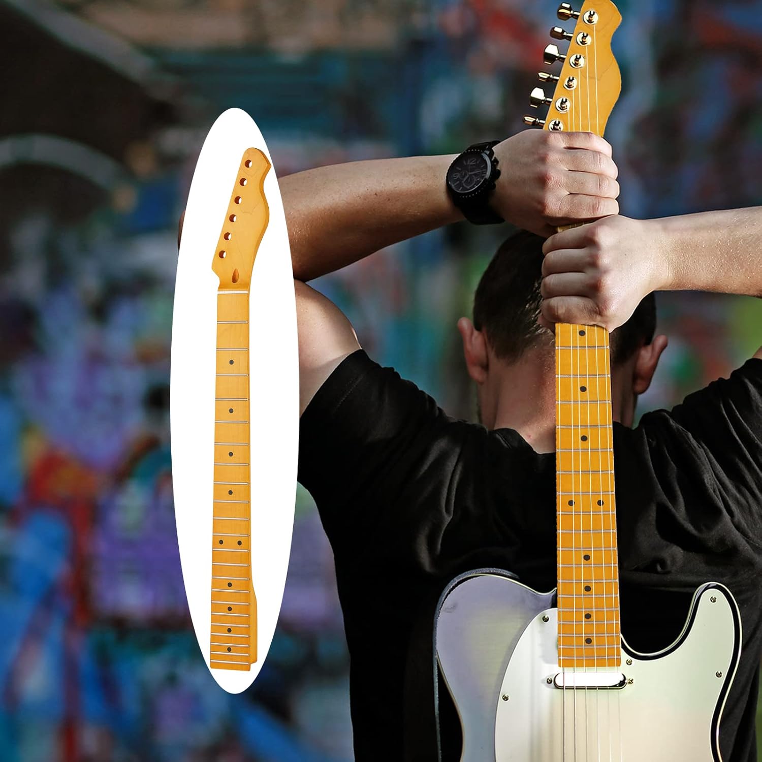 22fret Yellowish Matte Electric Guitar Neck Canadian Maple,Cow Bone Nut