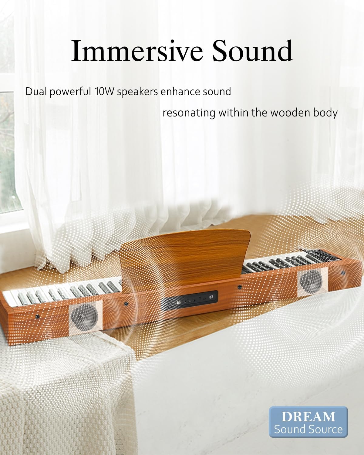 Longeye Piano Keyboard 88 Keys Wooden Electric Piano Semi Weighted Digital Piano Includes Piano Stand, Music Stand, Keyboard Bench, Headphones, MOLD2 Walnut