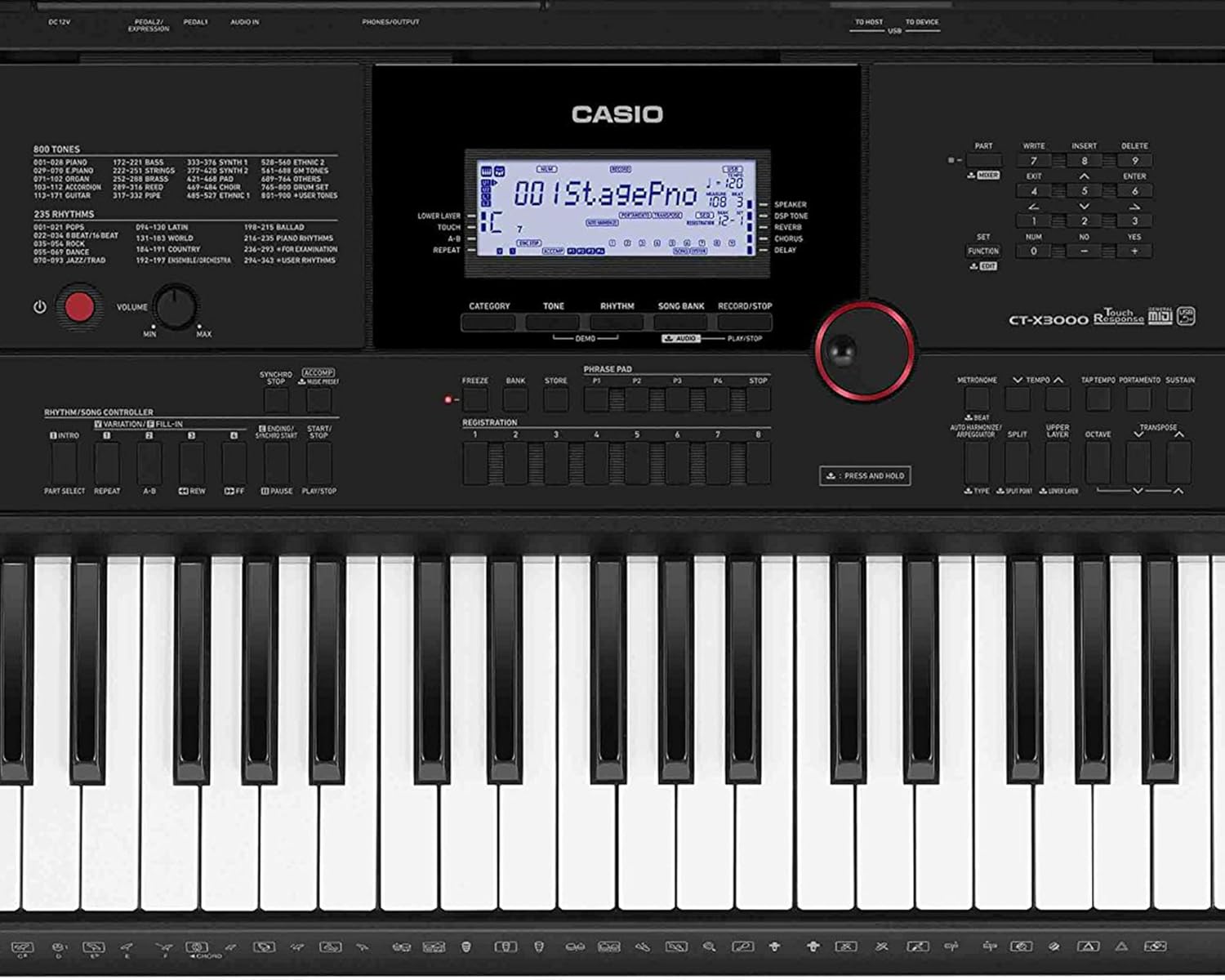 Casio CT-X3000 61-Key Keyboard Bundle with Adjustable Stand, Bench, Sustain Pedal, Online Lessons, Instructional DVD, and Austin Bazaar Polishing Cloth