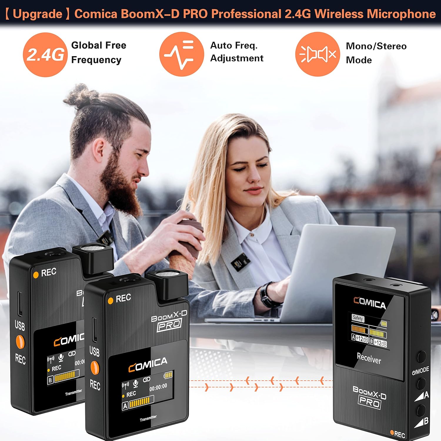 COMICA BoomX-D2 PRO Wireless Lavalier Microphone for iPhone Android Camera PC, Lapel Mic with 16GB Storage, Safety Audio Track, Noise Cancellation, Lav Mic for YouTube TikTok Video Recording