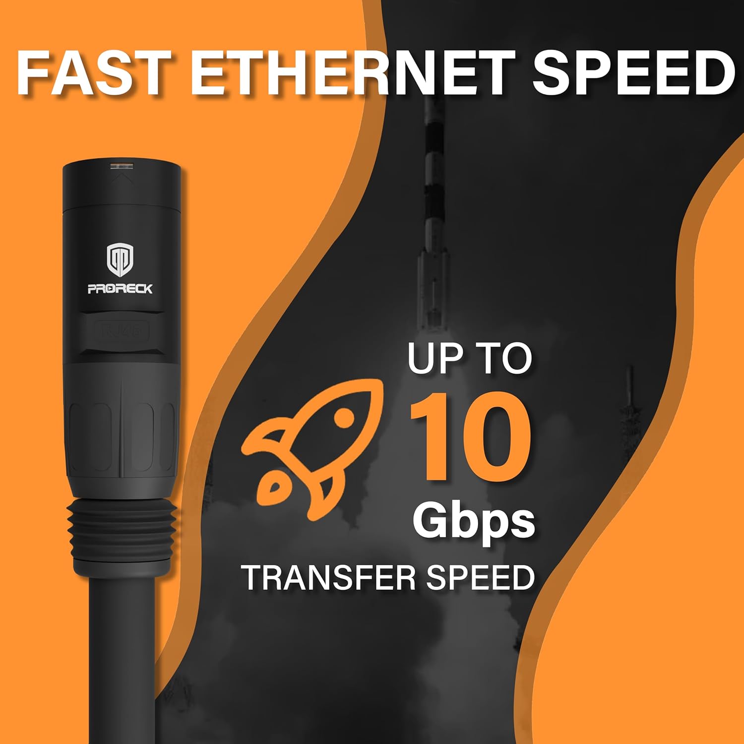 PRORECK SFTP CAT6 Dual Shielded Ethernet Cable with EtherCON RJ45 Connectors,50ft, High-Speed, Ideal for Pro Sound Systems, Studio, and Live Performances (PR-C6B-50)