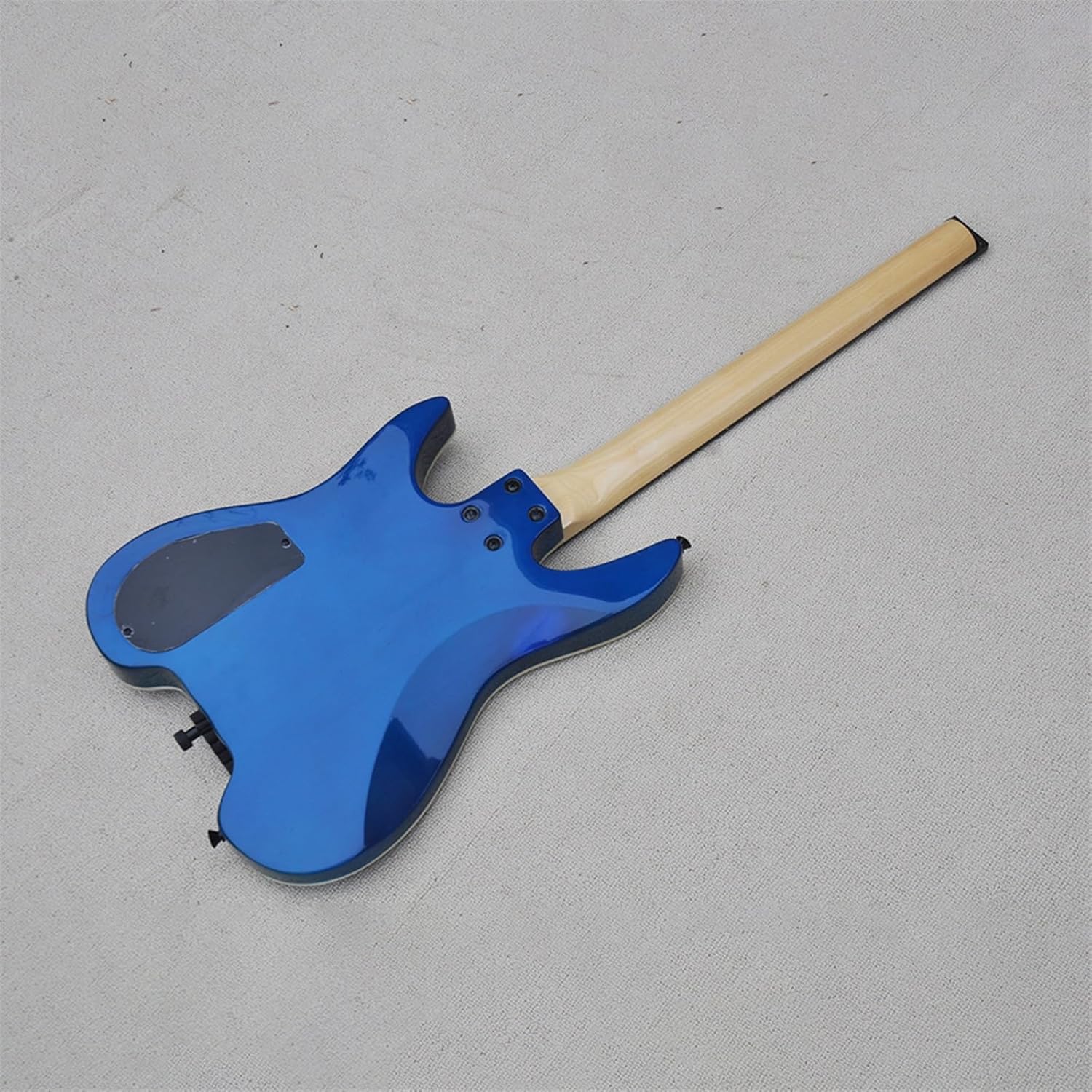 Headless Electric Guitar 24 Frets 39 Inches Blue Headless Electric Guitar with Flame Maple Veneer Rosewood Fretboard