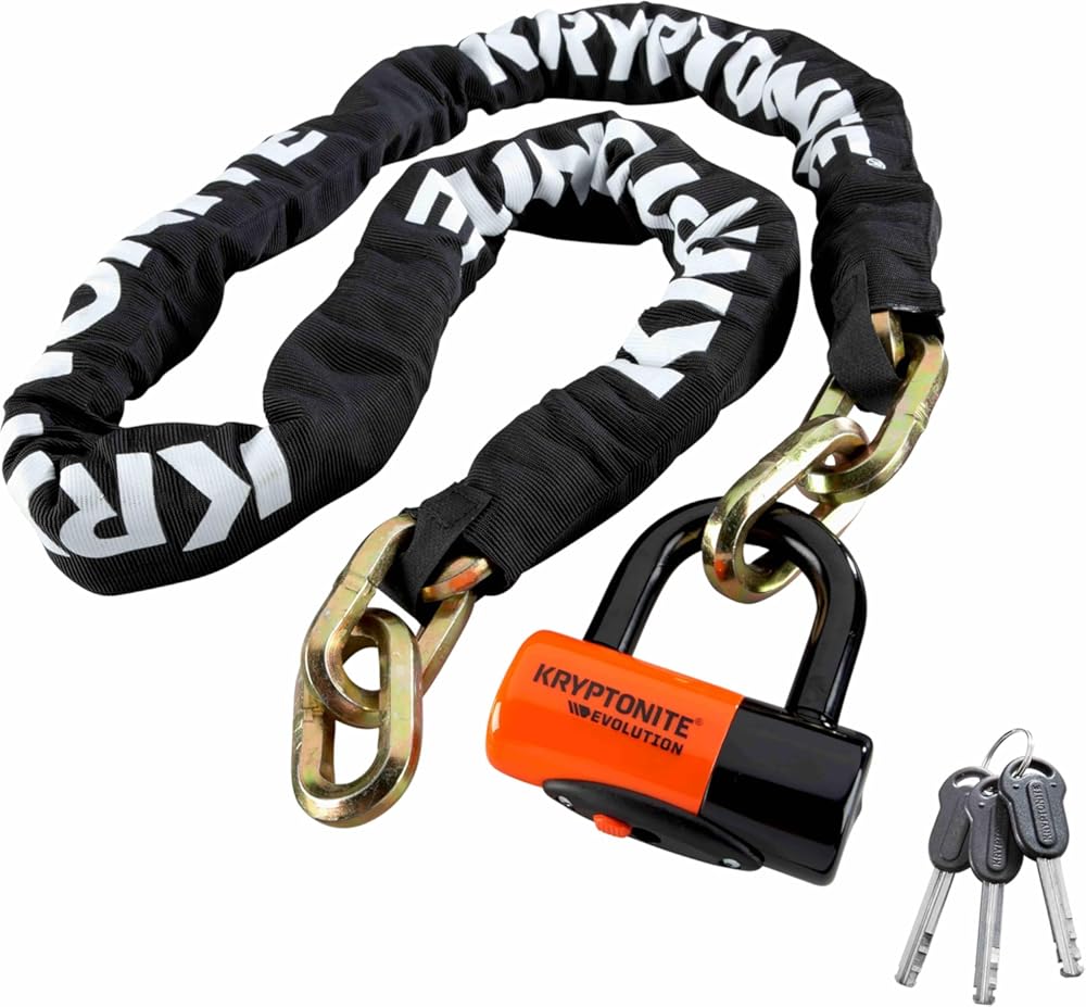 Kryptonite New York FAHGETTABOUDIT 1217 Bike Chain Lock, 5.5 FT Long 12mm Steel Chain Heavy Duty Anti-Theft Bicycle Chain Lock with Keys, Ultimate Security for E-Bike, Motorcycle, Scooter