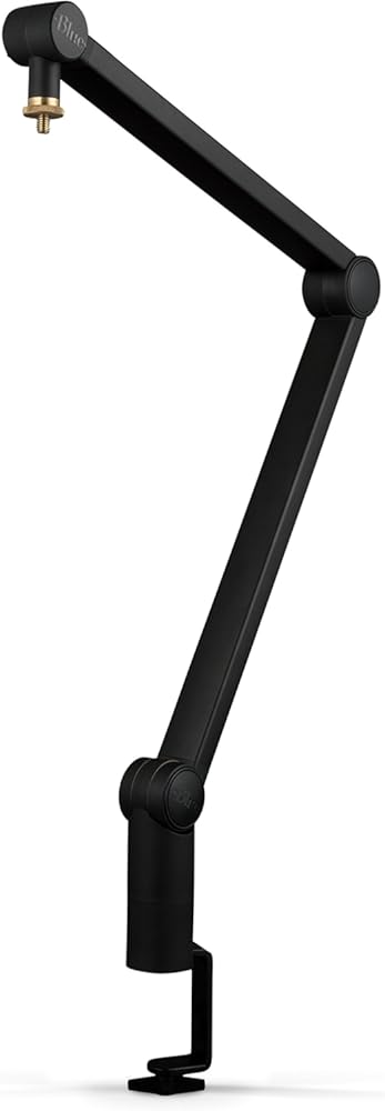 Blue Microphones Compass Premium Tube-Style Microphone Broadcast Boom Arm with Internal Springs, Desktop Clamp and Built-in Cable Management for Recording, Gaming, Streaming, Podcasting - Black