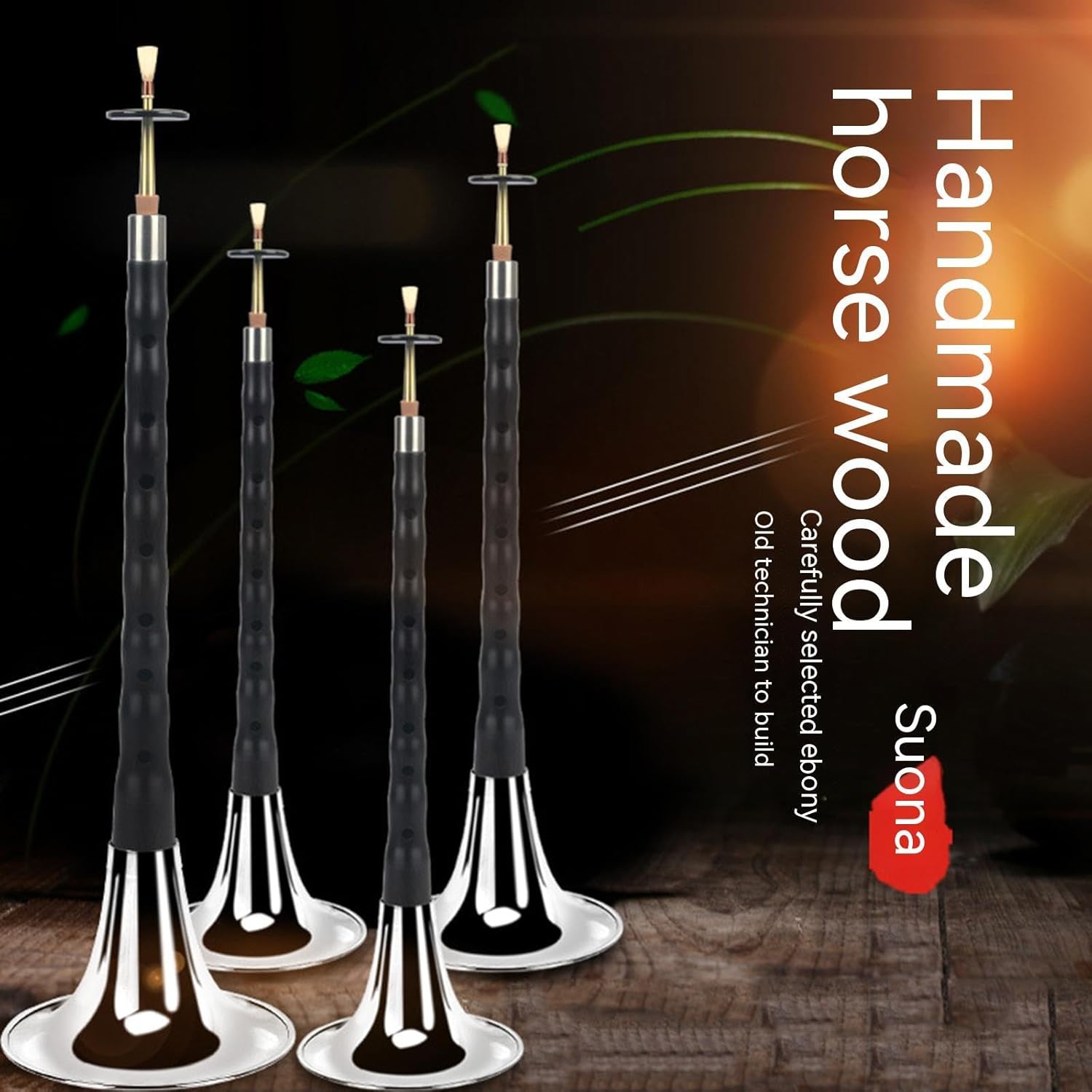 Black Sandalwood Wind Instrument Chinese Musical Instruments Suona for Beginners and Professional Suona (Key of G)