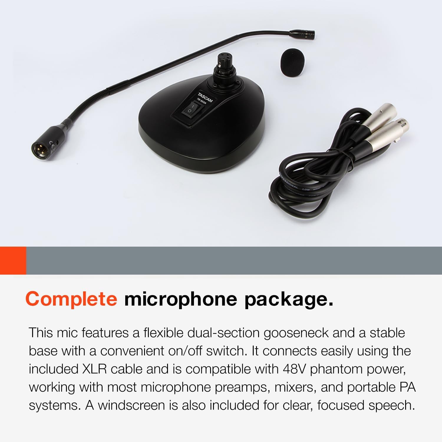 Tascam TM-95GN Desktop Gooseneck Condenser Microphone Black