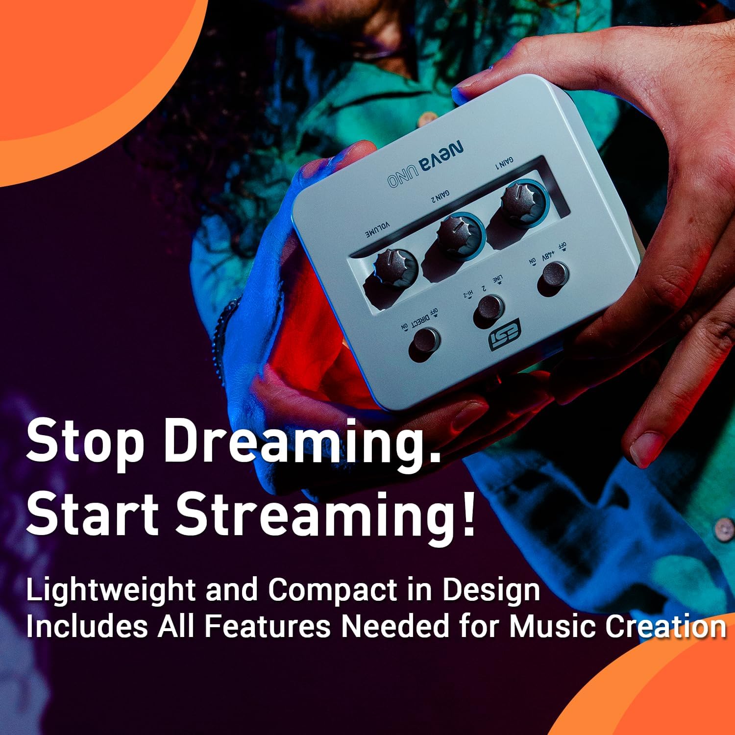 ESI Neva Uno Audio Interface Bundle for the Songwriter with Condenser Microphone and Headphones for Recording, Streaming, and Podcasting