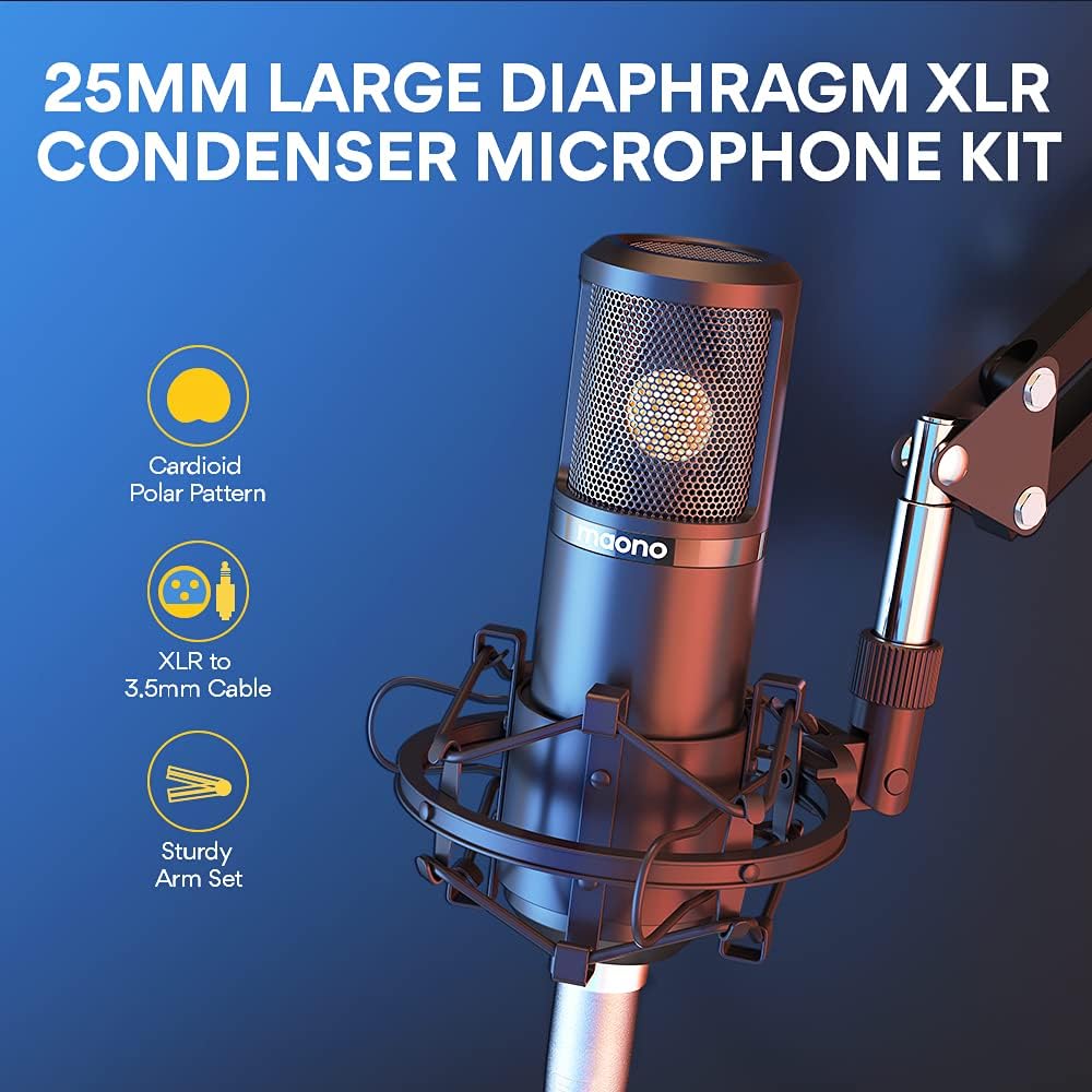 MAONO Podcast Equipment Bundle Audio mixer All-in-One Podcast Production Studio with 3.5mm Microphone for Live Streaming, Podcast Recording, PC, Smartphone, DJ MaonoCaster Lite
