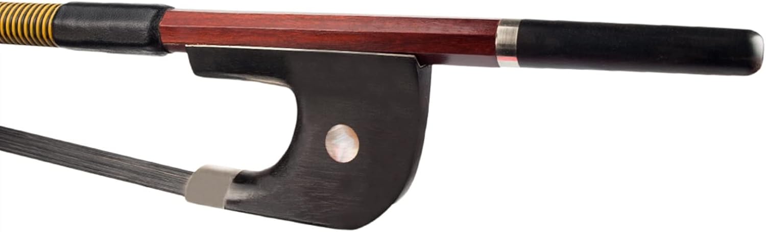 TSTS 4/4 Double Bass Bow Brazilwood Stick Ebony Frog Straight Stick Smooth Surface White Horsehair Full Size Violin Bow