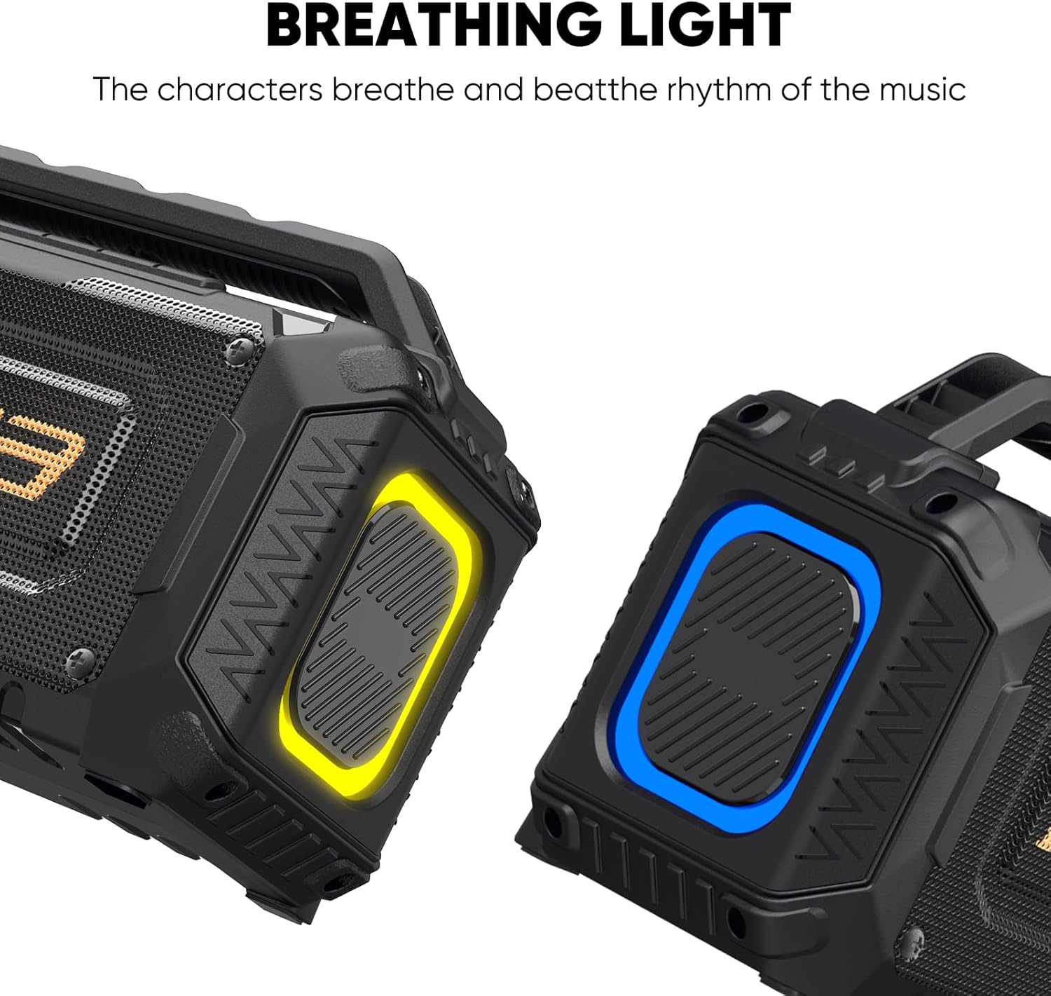 Inwa Portable Bluetooth Speakers for Jobsite - 60W Waterproof Loud Outdoor Speaker with Bass, Wireless Boombox w/Stereo Sound & RGB Lights, 12H Playtime, Durable for Work, Workshop, Garage, Camping