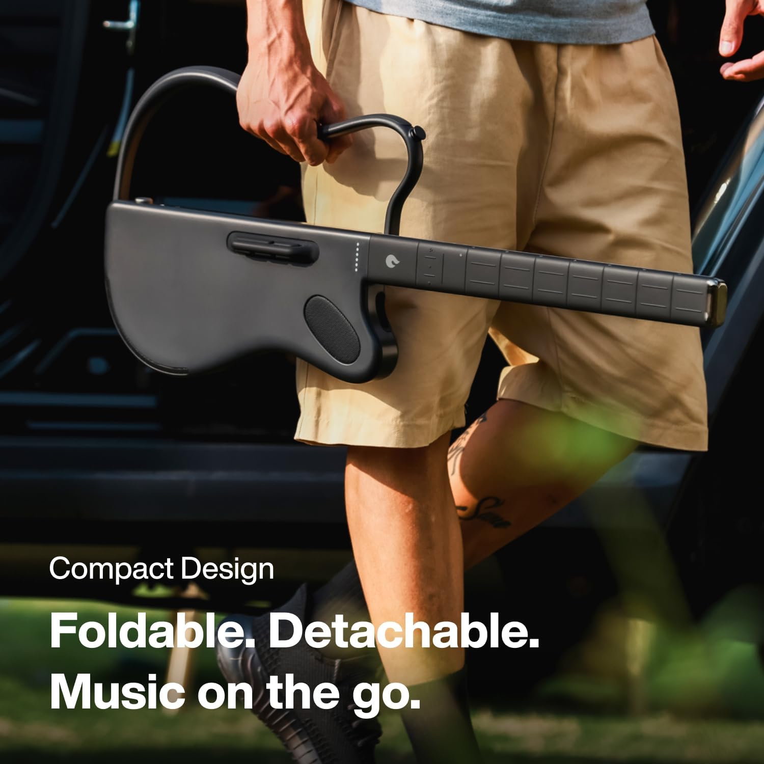 LAVA GENIE Stringless Smart Guitar, No Strings Attached, Hundreds of Instrument Presets, Onboard Speaker, Foldable, Detachable, Black, 30.5 inch.